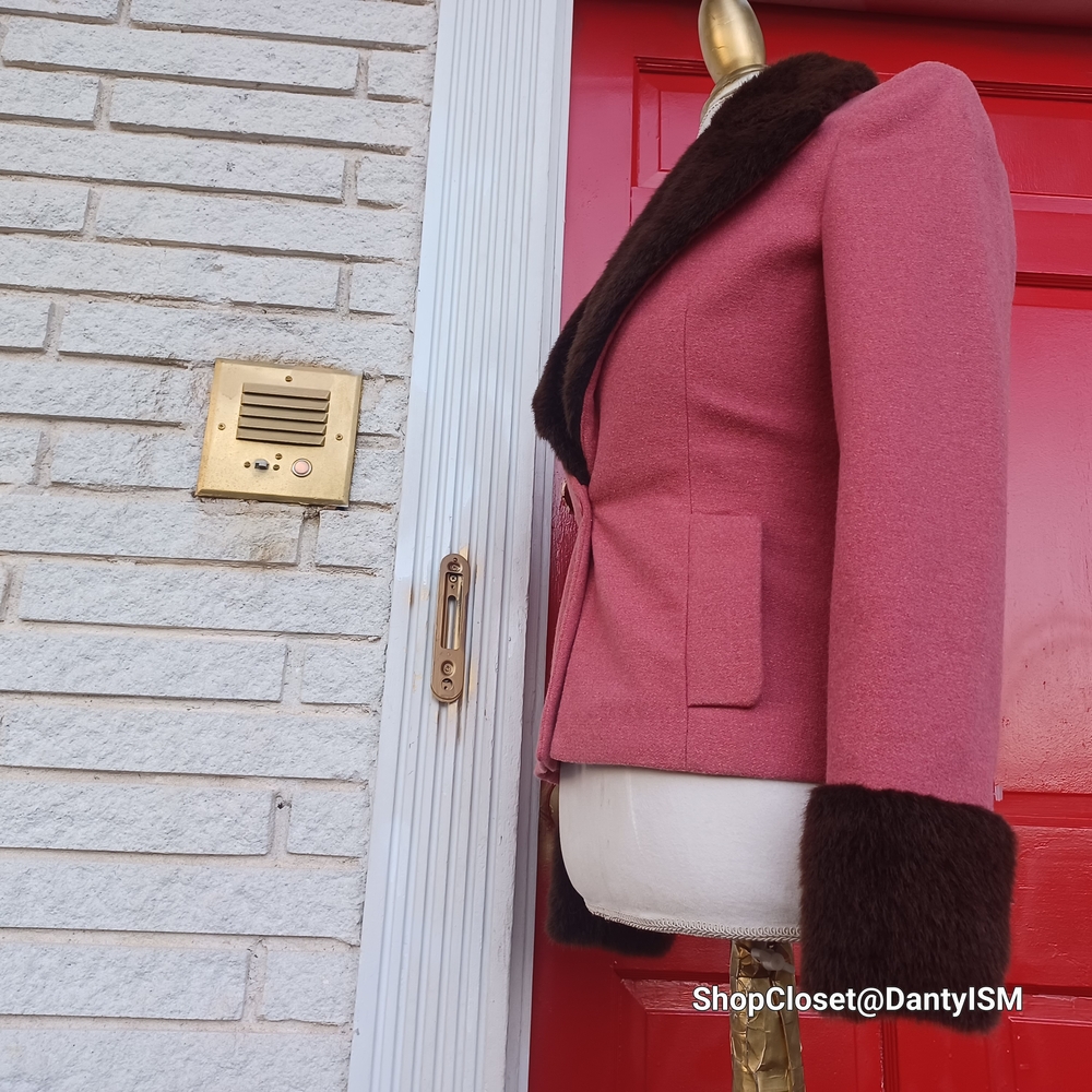 Kookai Rose Blazer with Chocolate Fur Trim - Picture 3 of 16